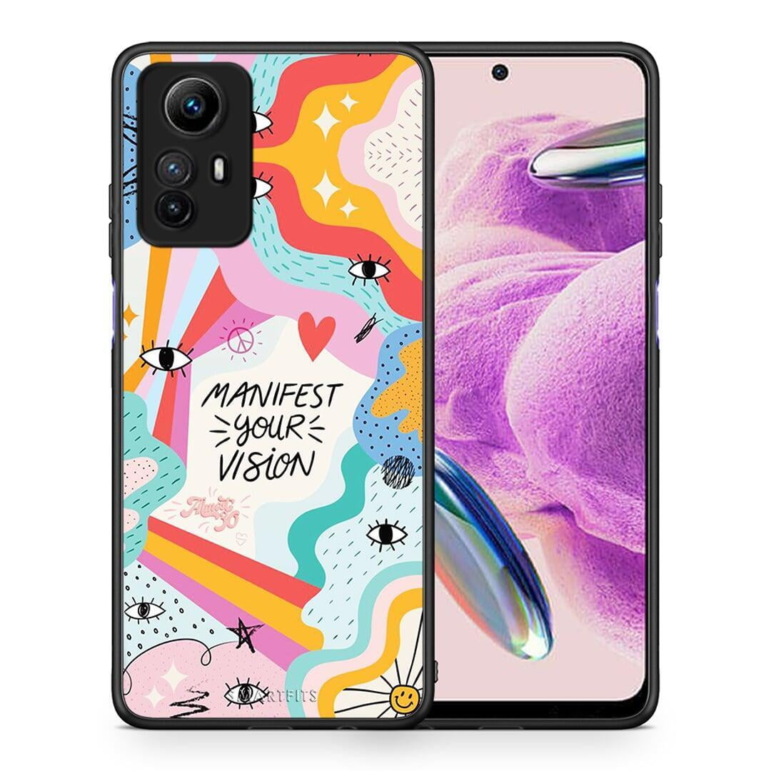 Θήκη Xiaomi Redmi Note 12S / Redmi K60 Pro Manifest Your Vision από τη Smartfits με σχέδιο στο πίσω μέρος και μαύρο περίβλημα | Xiaomi Redmi Note 12S / Redmi K60 Pro Manifest Your Vision Case with Colorful Back and Black Bezels