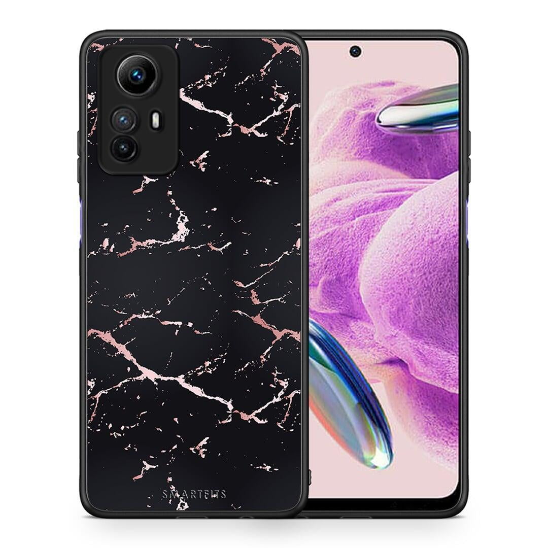 Θήκη Xiaomi Redmi Note 12S / Redmi K60 Pro Marble Black Rosegold από τη Smartfits με σχέδιο στο πίσω μέρος και μαύρο περίβλημα | Xiaomi Redmi Note 12S / Redmi K60 Pro Marble Black Rosegold Case with Colorful Back and Black Bezels