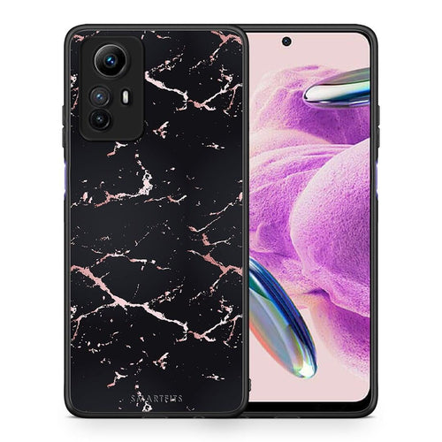 Θήκη Xiaomi Redmi Note 12S / Redmi K60 Pro Marble Black Rosegold από τη Smartfits με σχέδιο στο πίσω μέρος και μαύρο περίβλημα | Xiaomi Redmi Note 12S / Redmi K60 Pro Marble Black Rosegold Case with Colorful Back and Black Bezels
