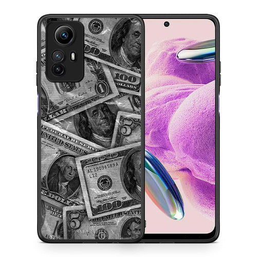 Θήκη Xiaomi Redmi Note 12S / Redmi K60 Pro Money Dollars από τη Smartfits με σχέδιο στο πίσω μέρος και μαύρο περίβλημα | Xiaomi Redmi Note 12S / Redmi K60 Pro Money Dollars Case with Colorful Back and Black Bezels