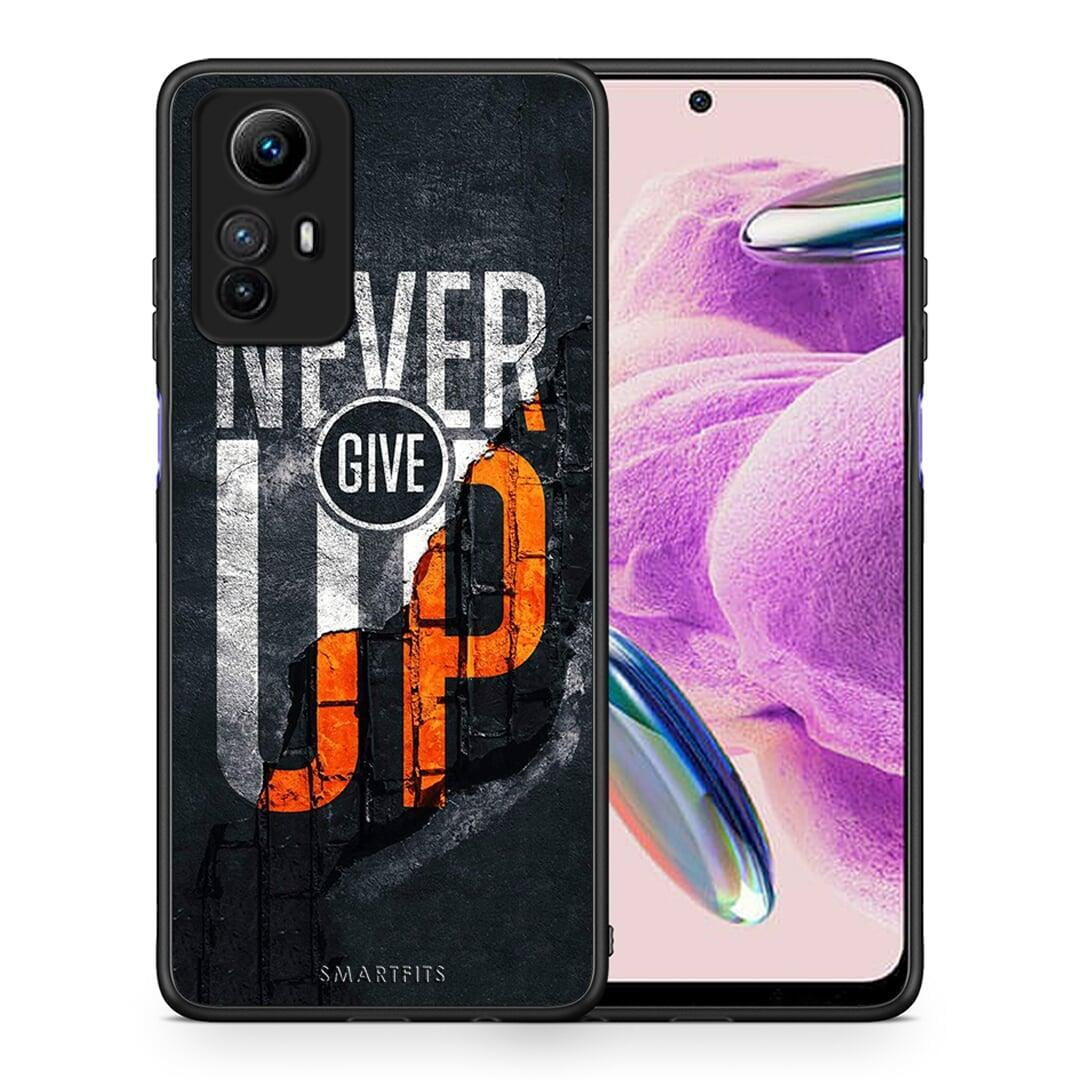 Θήκη Xiaomi Redmi Note 12S / Redmi K60 Pro Never Give Up από τη Smartfits με σχέδιο στο πίσω μέρος και μαύρο περίβλημα | Xiaomi Redmi Note 12S / Redmi K60 Pro Never Give Up Case with Colorful Back and Black Bezels
