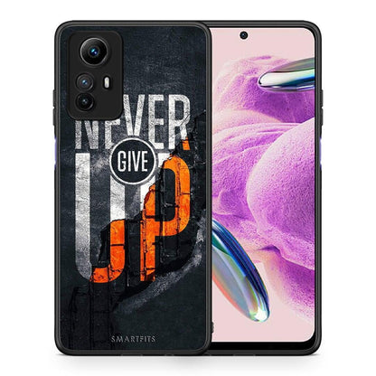 Θήκη Xiaomi Redmi Note 12S / Redmi K60 Pro Never Give Up από τη Smartfits με σχέδιο στο πίσω μέρος και μαύρο περίβλημα | Xiaomi Redmi Note 12S / Redmi K60 Pro Never Give Up Case with Colorful Back and Black Bezels