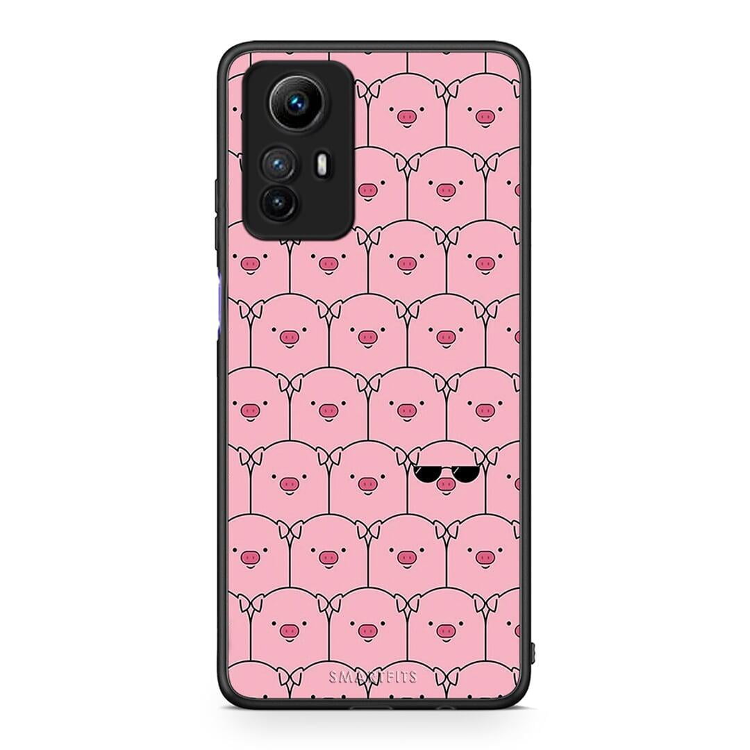 Θήκη Xiaomi Redmi Note 12S / Redmi K60 Pro Pig Glasses από τη Smartfits με σχέδιο στο πίσω μέρος και μαύρο περίβλημα | Xiaomi Redmi Note 12S / Redmi K60 Pro Pig Glasses Case with Colorful Back and Black Bezels