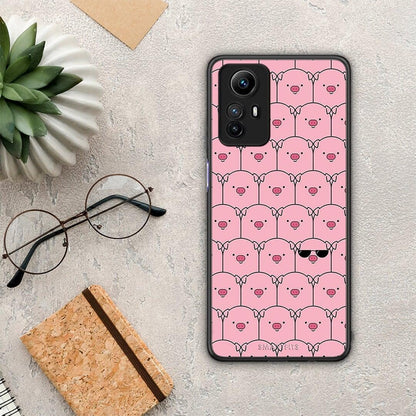 Θήκη Xiaomi Redmi Note 12S / Redmi K60 Pro Pig Glasses από τη Smartfits με σχέδιο στο πίσω μέρος και μαύρο περίβλημα | Xiaomi Redmi Note 12S / Redmi K60 Pro Pig Glasses Case with Colorful Back and Black Bezels