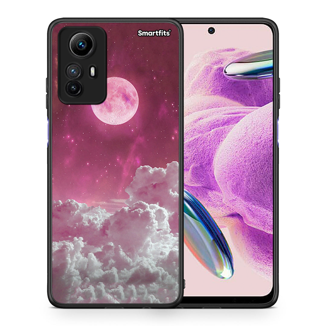 Θήκη Xiaomi Redmi Note 12S Pink Moon από τη Smartfits με σχέδιο στο πίσω μέρος και μαύρο περίβλημα | Xiaomi Redmi Note 12S Pink Moon Case with Colorful Back and Black Bezels