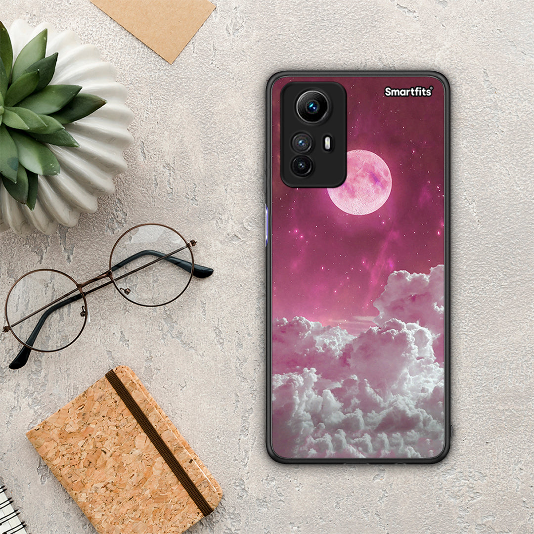Θήκη Xiaomi Redmi Note 12S Pink Moon από τη Smartfits με σχέδιο στο πίσω μέρος και μαύρο περίβλημα | Xiaomi Redmi Note 12S Pink Moon Case with Colorful Back and Black Bezels