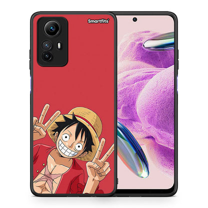 Θήκη Xiaomi Redmi Note 12S Pirate Luffy από τη Smartfits με σχέδιο στο πίσω μέρος και μαύρο περίβλημα | Xiaomi Redmi Note 12S Pirate Luffy Case with Colorful Back and Black Bezels