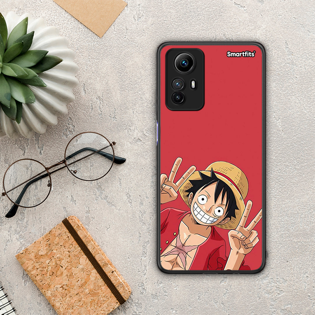Θήκη Xiaomi Redmi Note 12S Pirate Luffy από τη Smartfits με σχέδιο στο πίσω μέρος και μαύρο περίβλημα | Xiaomi Redmi Note 12S Pirate Luffy Case with Colorful Back and Black Bezels