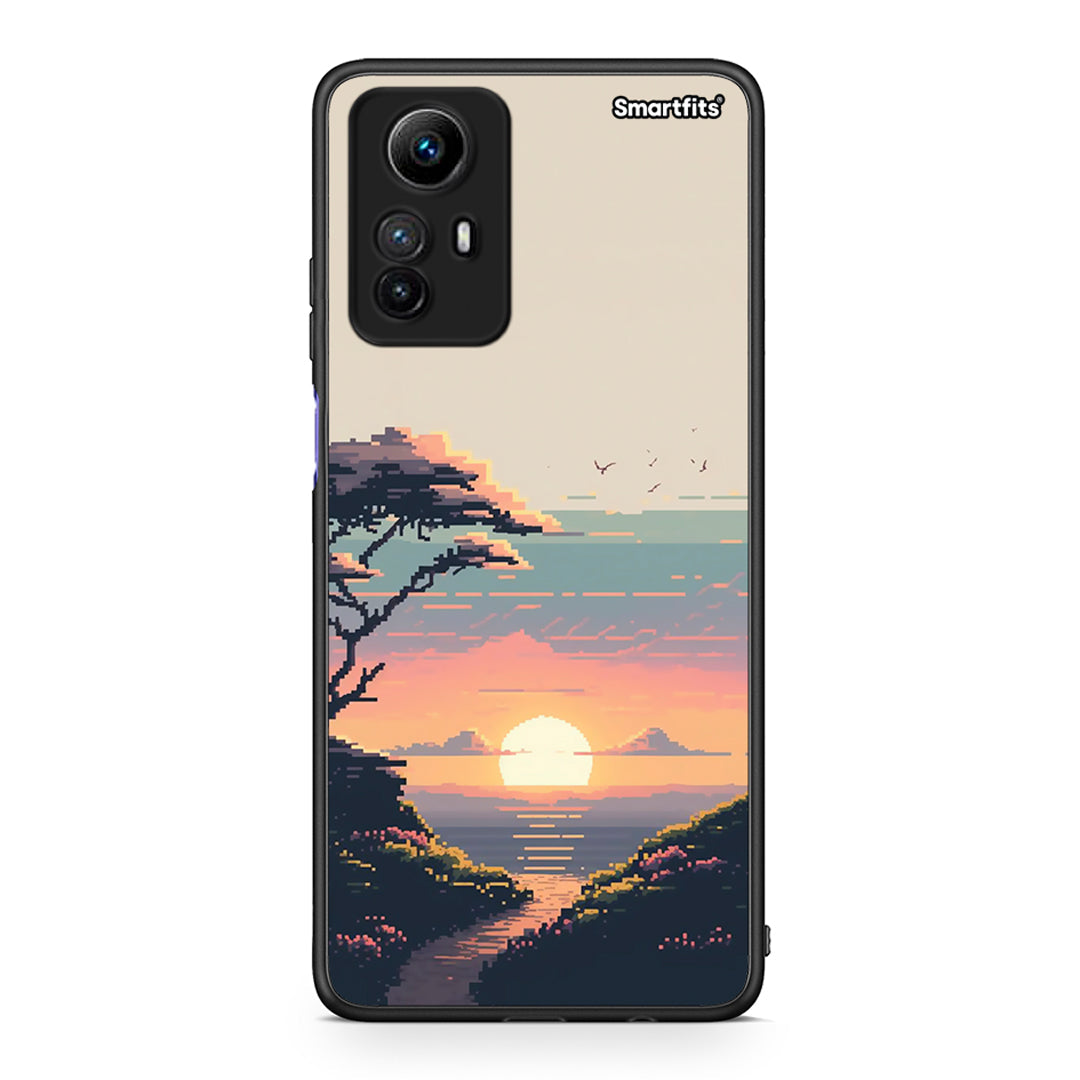 Θήκη Xiaomi Redmi Note 12S Pixel Sunset από τη Smartfits με σχέδιο στο πίσω μέρος και μαύρο περίβλημα | Xiaomi Redmi Note 12S Pixel Sunset Case with Colorful Back and Black Bezels
