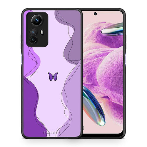 Θήκη Xiaomi Redmi Note 12S / Redmi K60 Pro Purple Mariposa από τη Smartfits με σχέδιο στο πίσω μέρος και μαύρο περίβλημα | Xiaomi Redmi Note 12S / Redmi K60 Pro Purple Mariposa Case with Colorful Back and Black Bezels