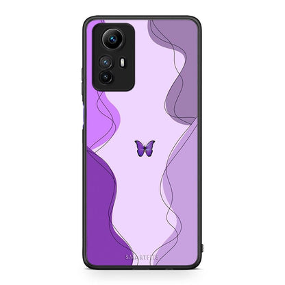 Θήκη Xiaomi Redmi Note 12S / Redmi K60 Pro Purple Mariposa από τη Smartfits με σχέδιο στο πίσω μέρος και μαύρο περίβλημα | Xiaomi Redmi Note 12S / Redmi K60 Pro Purple Mariposa Case with Colorful Back and Black Bezels