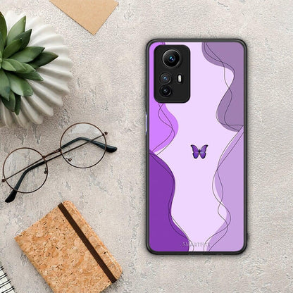 Θήκη Xiaomi Redmi Note 12S / Redmi K60 Pro Purple Mariposa από τη Smartfits με σχέδιο στο πίσω μέρος και μαύρο περίβλημα | Xiaomi Redmi Note 12S / Redmi K60 Pro Purple Mariposa Case with Colorful Back and Black Bezels