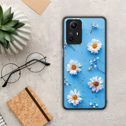 Θήκη Xiaomi Redmi Note 12S / Redmi K60 Pro Real Daisies από τη Smartfits με σχέδιο στο πίσω μέρος και μαύρο περίβλημα | Xiaomi Redmi Note 12S / Redmi K60 Pro Real Daisies Case with Colorful Back and Black Bezels