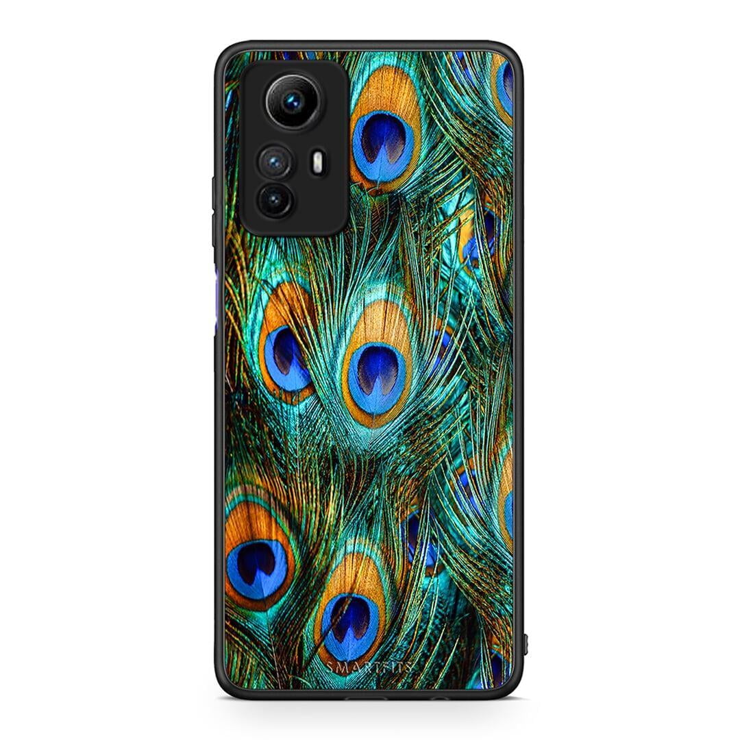 Θήκη Xiaomi Redmi Note 12S / Redmi K60 Pro Real Peacock Feathers από τη Smartfits με σχέδιο στο πίσω μέρος και μαύρο περίβλημα | Xiaomi Redmi Note 12S / Redmi K60 Pro Real Peacock Feathers Case with Colorful Back and Black Bezels