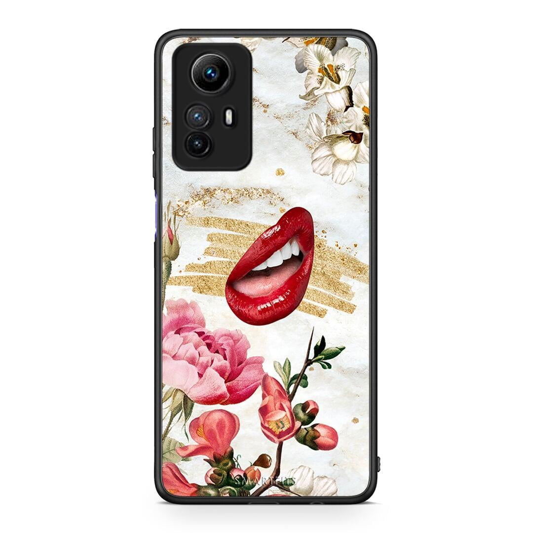 Θήκη Xiaomi Redmi Note 12S / Redmi K60 Pro Red Lips από τη Smartfits με σχέδιο στο πίσω μέρος και μαύρο περίβλημα | Xiaomi Redmi Note 12S / Redmi K60 Pro Red Lips Case with Colorful Back and Black Bezels