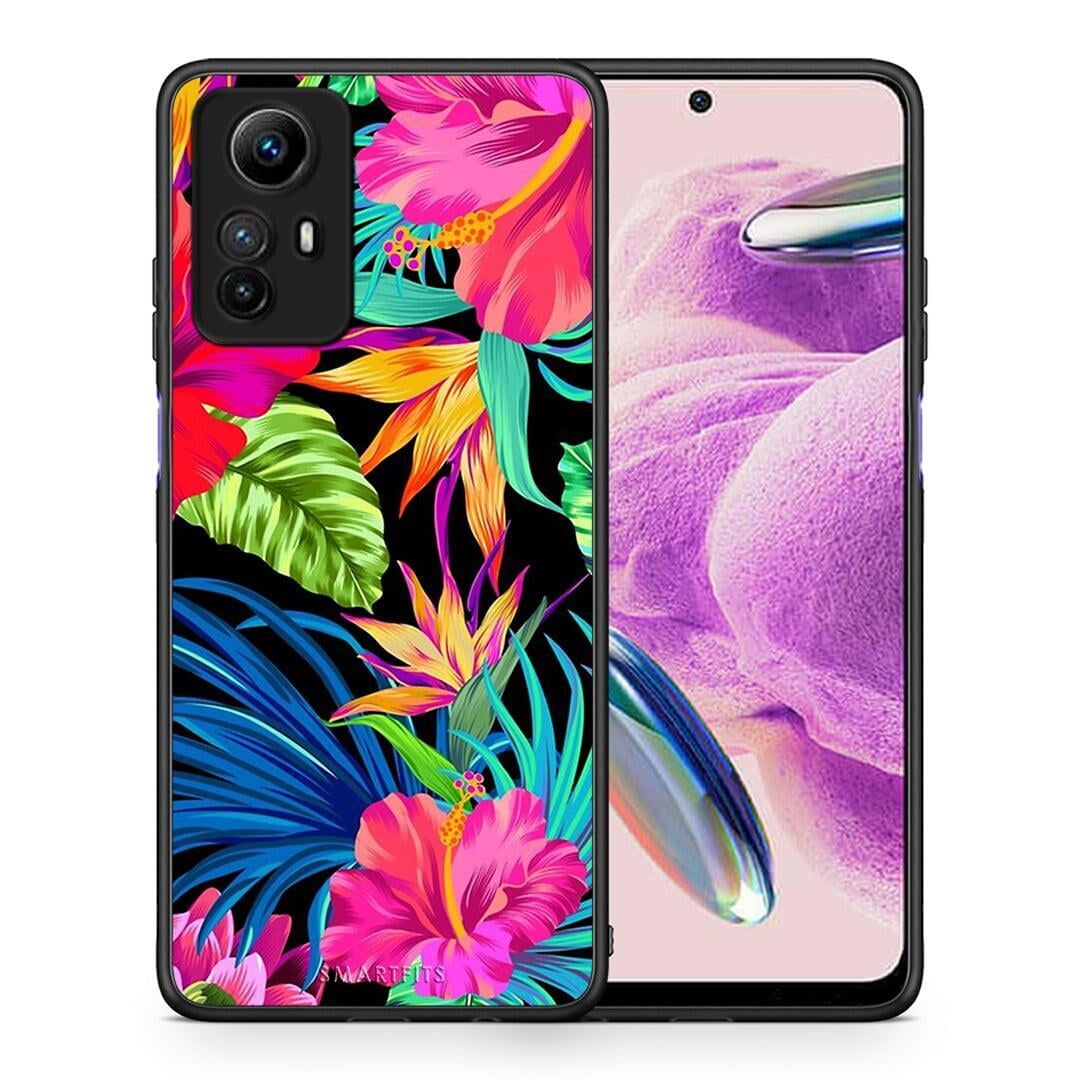 Θήκη Xiaomi Redmi Note 12S / Redmi K60 Pro Tropical Flowers από τη Smartfits με σχέδιο στο πίσω μέρος και μαύρο περίβλημα | Xiaomi Redmi Note 12S / Redmi K60 Pro Tropical Flowers Case with Colorful Back and Black Bezels