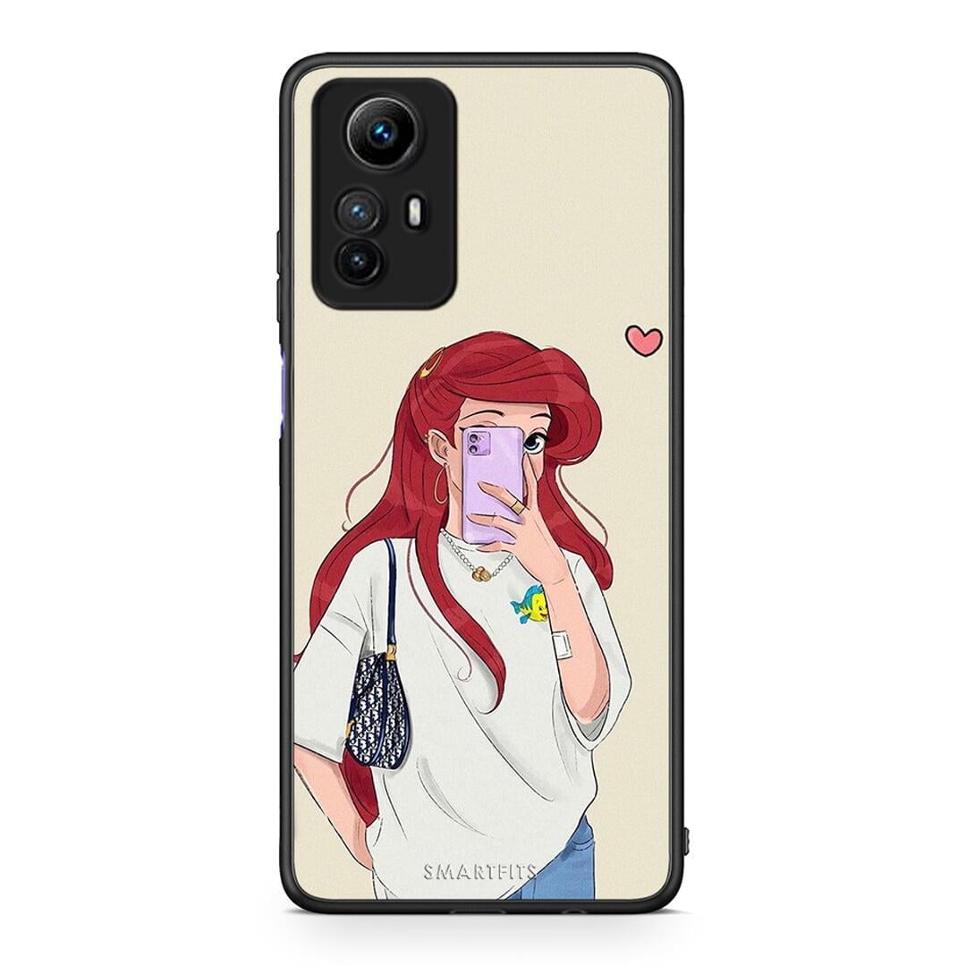 Θήκη Xiaomi Redmi Note 12S Walking Mermaid από τη Smartfits με σχέδιο στο πίσω μέρος και μαύρο περίβλημα | Xiaomi Redmi Note 12S Walking Mermaid Case with Colorful Back and Black Bezels