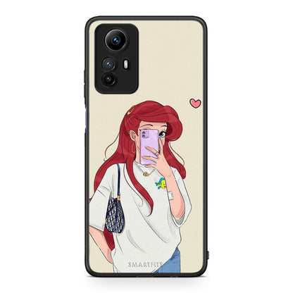 Θήκη Xiaomi Redmi Note 12S Walking Mermaid από τη Smartfits με σχέδιο στο πίσω μέρος και μαύρο περίβλημα | Xiaomi Redmi Note 12S Walking Mermaid Case with Colorful Back and Black Bezels