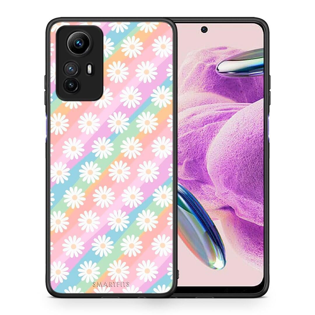 Θήκη Xiaomi Redmi Note 12S / Redmi K60 Pro White Daisies από τη Smartfits με σχέδιο στο πίσω μέρος και μαύρο περίβλημα | Xiaomi Redmi Note 12S / Redmi K60 Pro White Daisies Case with Colorful Back and Black Bezels