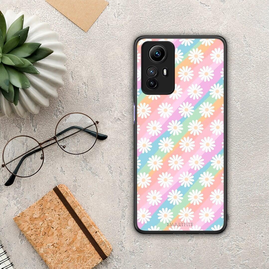 Θήκη Xiaomi Redmi Note 12S / Redmi K60 Pro White Daisies από τη Smartfits με σχέδιο στο πίσω μέρος και μαύρο περίβλημα | Xiaomi Redmi Note 12S / Redmi K60 Pro White Daisies Case with Colorful Back and Black Bezels