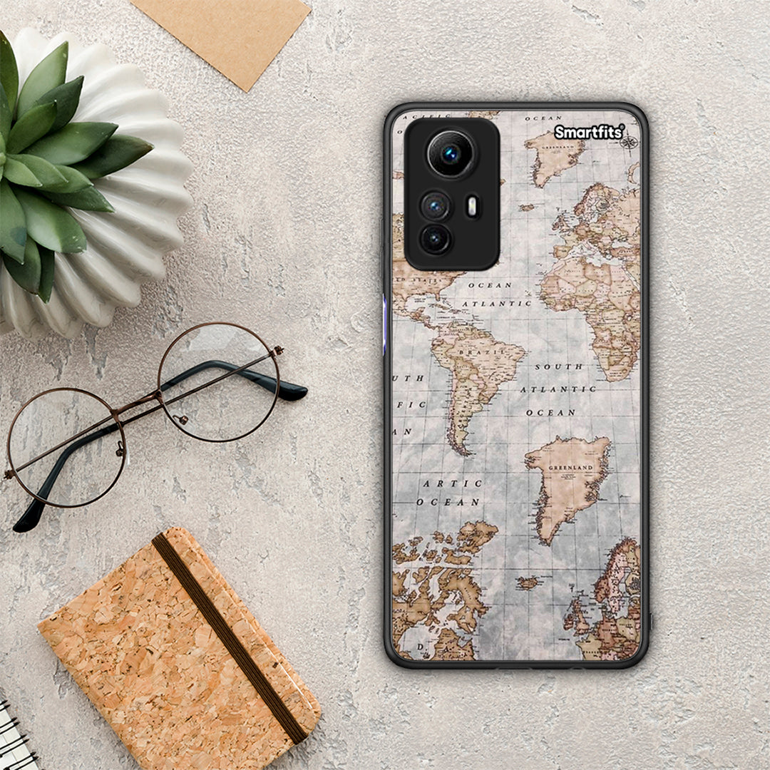 Θήκη Xiaomi Redmi Note 12S World Map από τη Smartfits με σχέδιο στο πίσω μέρος και μαύρο περίβλημα | Xiaomi Redmi Note 12S World Map Case with Colorful Back and Black Bezels