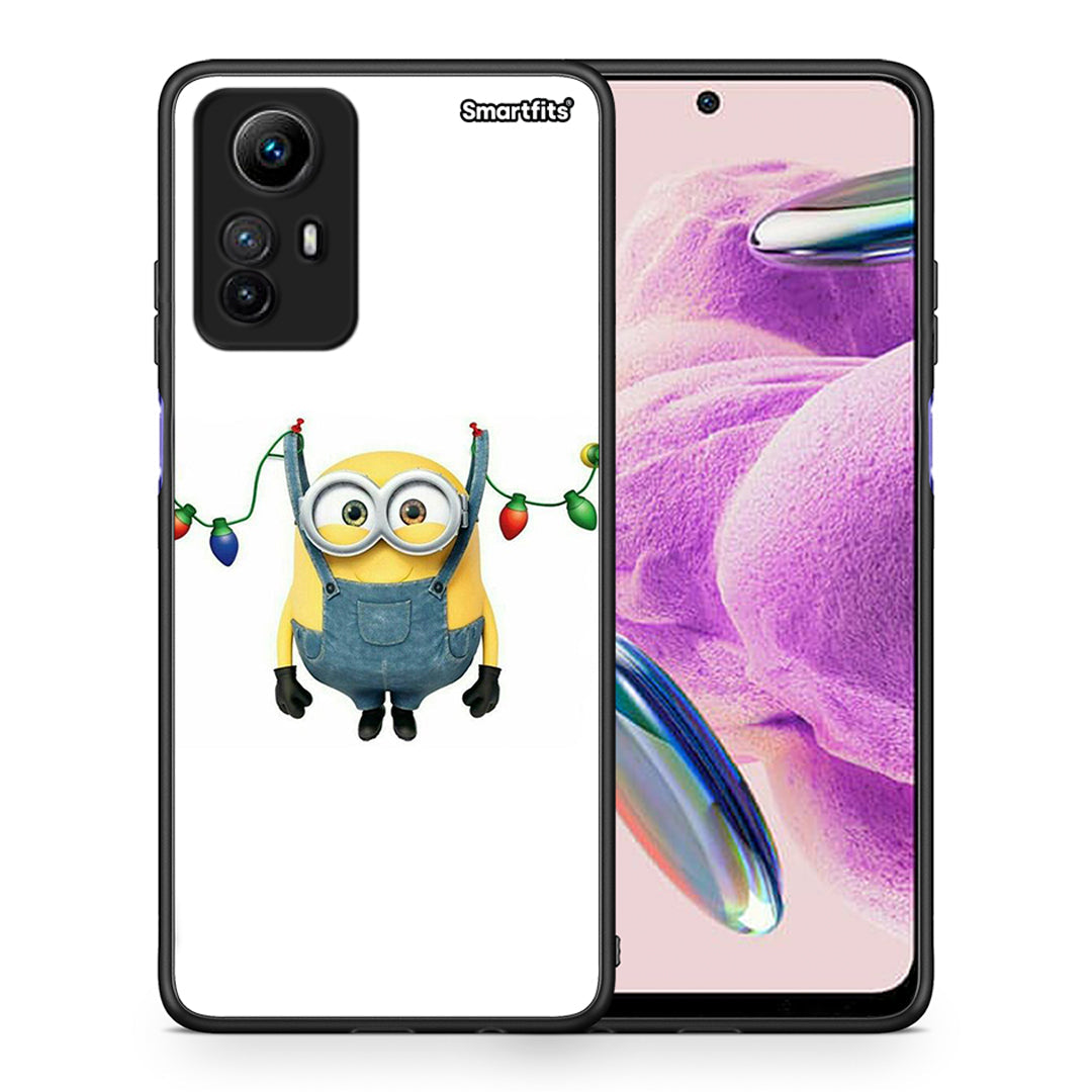 Θήκη Xiaomi Redmi Note 12S / Redmi K60 Pro Xmas Minion Lights από τη Smartfits με σχέδιο στο πίσω μέρος και μαύρο περίβλημα | Xiaomi Redmi Note 12S / Redmi K60 Pro Xmas Minion Lights Case with Colorful Back and Black Bezels