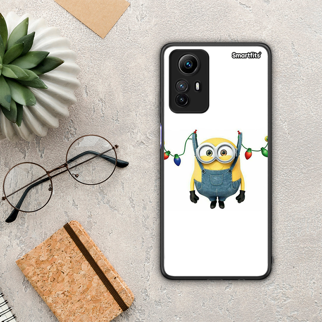 Θήκη Xiaomi Redmi Note 12S / Redmi K60 Pro Xmas Minion Lights από τη Smartfits με σχέδιο στο πίσω μέρος και μαύρο περίβλημα | Xiaomi Redmi Note 12S / Redmi K60 Pro Xmas Minion Lights Case with Colorful Back and Black Bezels