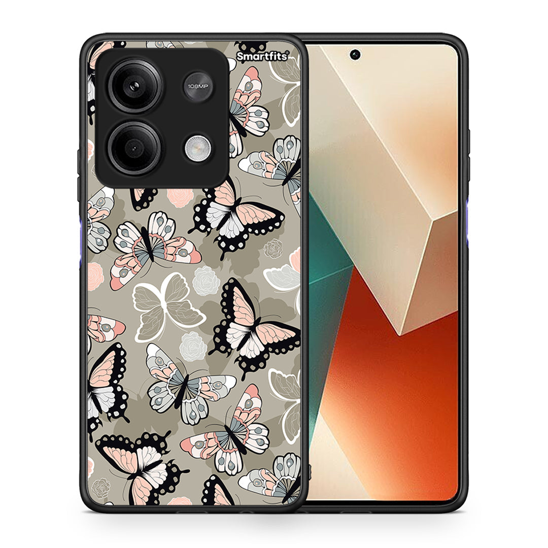 Θήκη Xiaomi Redmi Note 13 5G Butterflies Boho από τη Smartfits με σχέδιο στο πίσω μέρος και μαύρο περίβλημα | Xiaomi Redmi Note 13 5G Butterflies Boho case with colorful back and black bezels