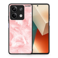 Thumbnail for Θήκη Xiaomi Redmi Note 13 5G Pink Feather Boho από τη Smartfits με σχέδιο στο πίσω μέρος και μαύρο περίβλημα | Xiaomi Redmi Note 13 5G Pink Feather Boho case with colorful back and black bezels