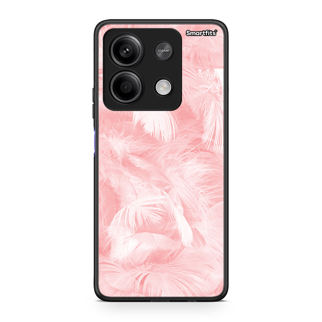 33 - Xiaomi Redmi Note 13 5G Pink Feather Boho case, cover, bumper