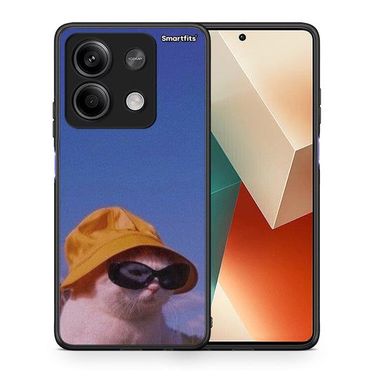 Θήκη Xiaomi Redmi Note 13 5G Cat Diva από τη Smartfits με σχέδιο στο πίσω μέρος και μαύρο περίβλημα | Xiaomi Redmi Note 13 5G Cat Diva case with colorful back and black bezels