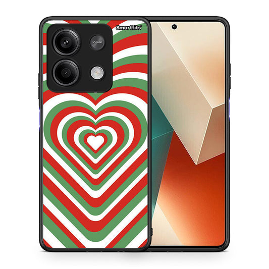Θήκη Xiaomi Redmi Note 13 5G Christmas Hearts από τη Smartfits με σχέδιο στο πίσω μέρος και μαύρο περίβλημα | Xiaomi Redmi Note 13 5G Christmas Hearts case with colorful back and black bezels