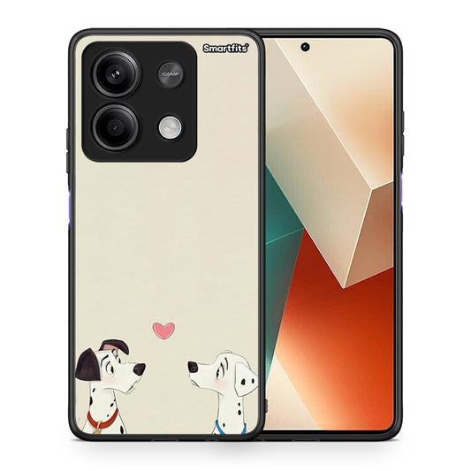 Θήκη Xiaomi Redmi Note 13 5G Dalmatians Love από τη Smartfits με σχέδιο στο πίσω μέρος και μαύρο περίβλημα | Xiaomi Redmi Note 13 5G Dalmatians Love case with colorful back and black bezels