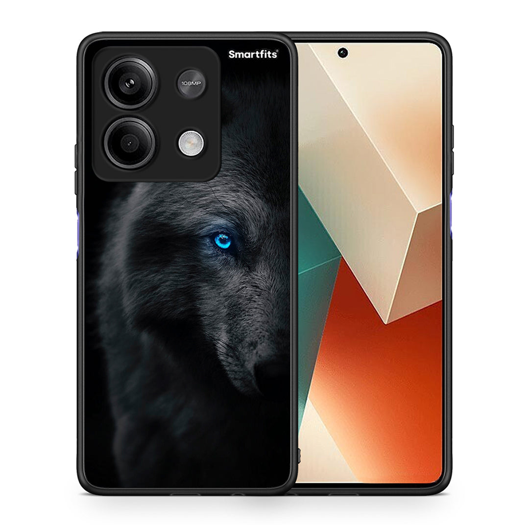 Θήκη Xiaomi Redmi Note 13 5G Dark Wolf από τη Smartfits με σχέδιο στο πίσω μέρος και μαύρο περίβλημα | Xiaomi Redmi Note 13 5G Dark Wolf case with colorful back and black bezels