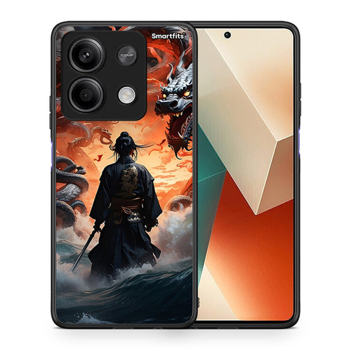 Θήκη Xiaomi Redmi Note 13 5G Dragons Fight από τη Smartfits με σχέδιο στο πίσω μέρος και μαύρο περίβλημα | Xiaomi Redmi Note 13 5G Dragons Fight case with colorful back and black bezels