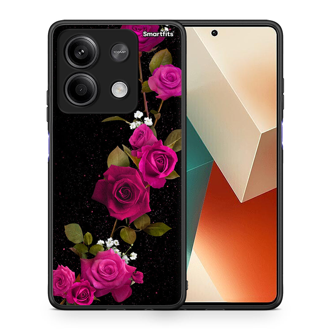 Θήκη Xiaomi Redmi Note 13 5G Red Roses Flower από τη Smartfits με σχέδιο στο πίσω μέρος και μαύρο περίβλημα | Xiaomi Redmi Note 13 5G Red Roses Flower case with colorful back and black bezels