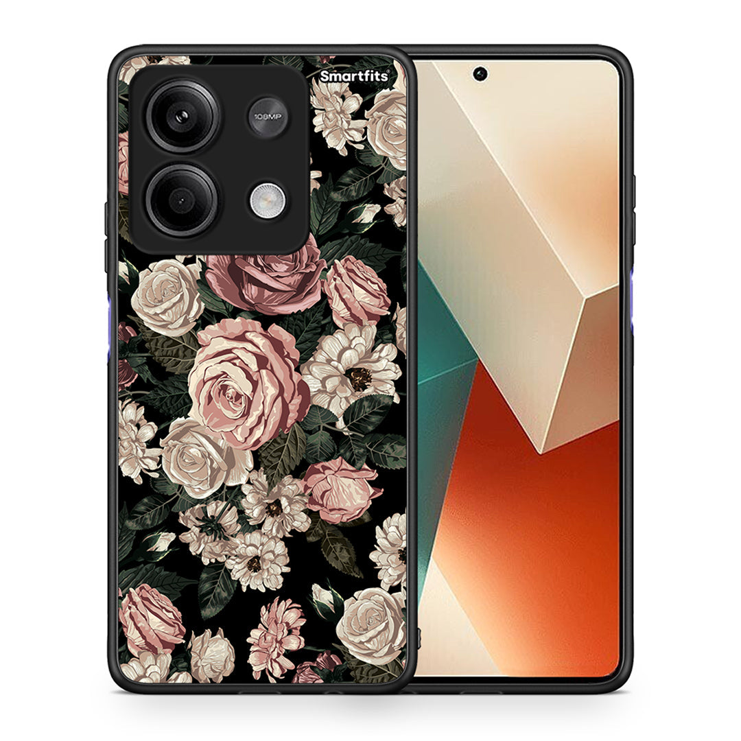 Θήκη Xiaomi Redmi Note 13 5G Wild Roses Flower από τη Smartfits με σχέδιο στο πίσω μέρος και μαύρο περίβλημα | Xiaomi Redmi Note 13 5G Wild Roses Flower case with colorful back and black bezels
