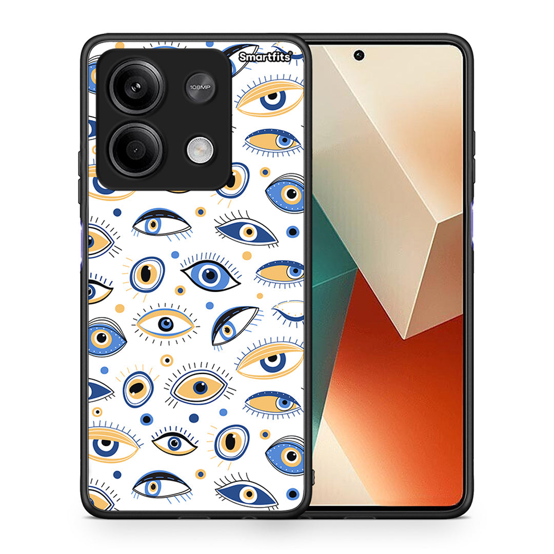 Θήκη Xiaomi Redmi Note 13 5G Ftou Ftou από τη Smartfits με σχέδιο στο πίσω μέρος και μαύρο περίβλημα | Xiaomi Redmi Note 13 5G Ftou Ftou case with colorful back and black bezels