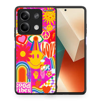 Thumbnail for Θήκη Xiaomi Redmi Note 13 5G Hippie Love από τη Smartfits με σχέδιο στο πίσω μέρος και μαύρο περίβλημα | Xiaomi Redmi Note 13 5G Hippie Love case with colorful back and black bezels
