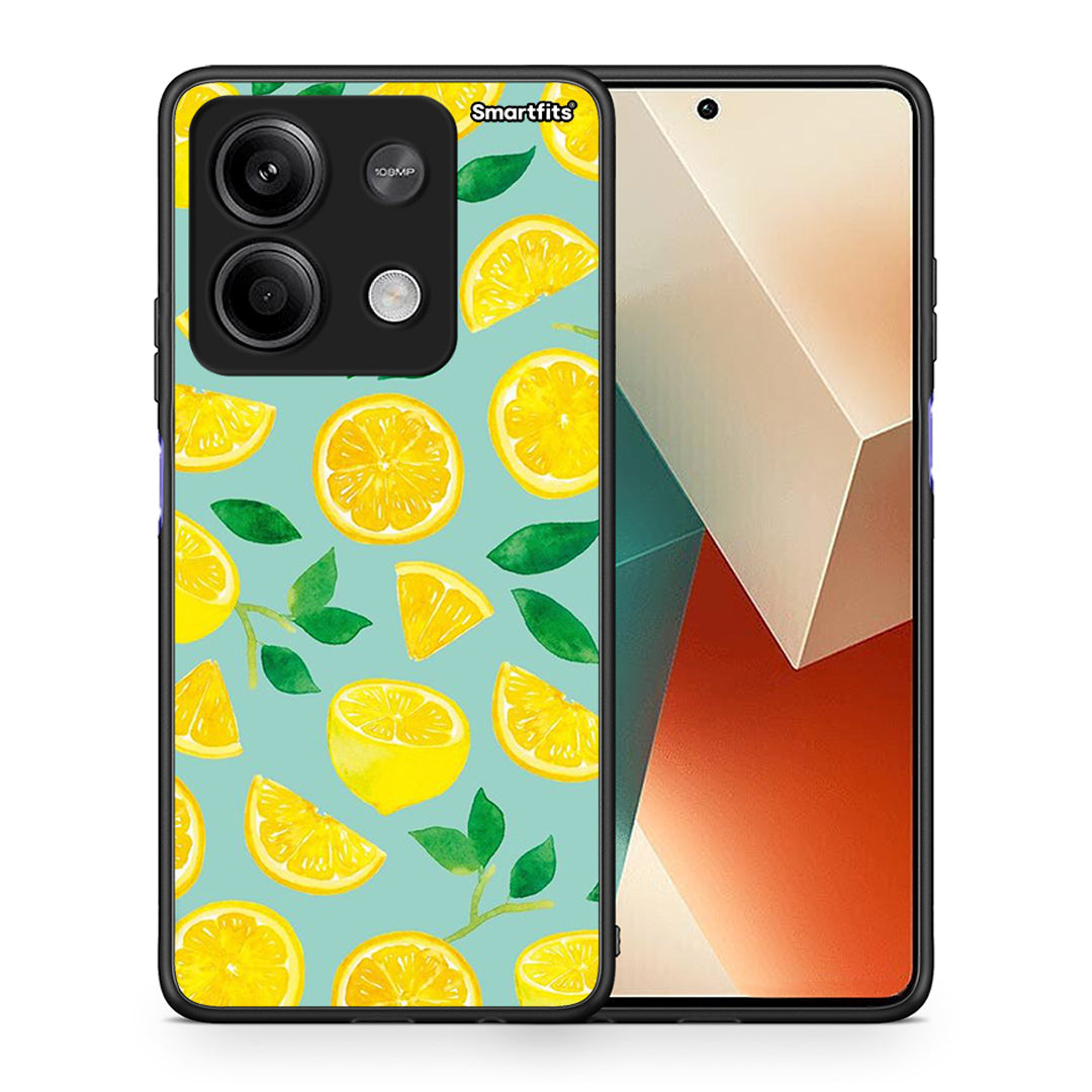 Θήκη Xiaomi Redmi Note 13 5G Lemons από τη Smartfits με σχέδιο στο πίσω μέρος και μαύρο περίβλημα | Xiaomi Redmi Note 13 5G Lemons case with colorful back and black bezels