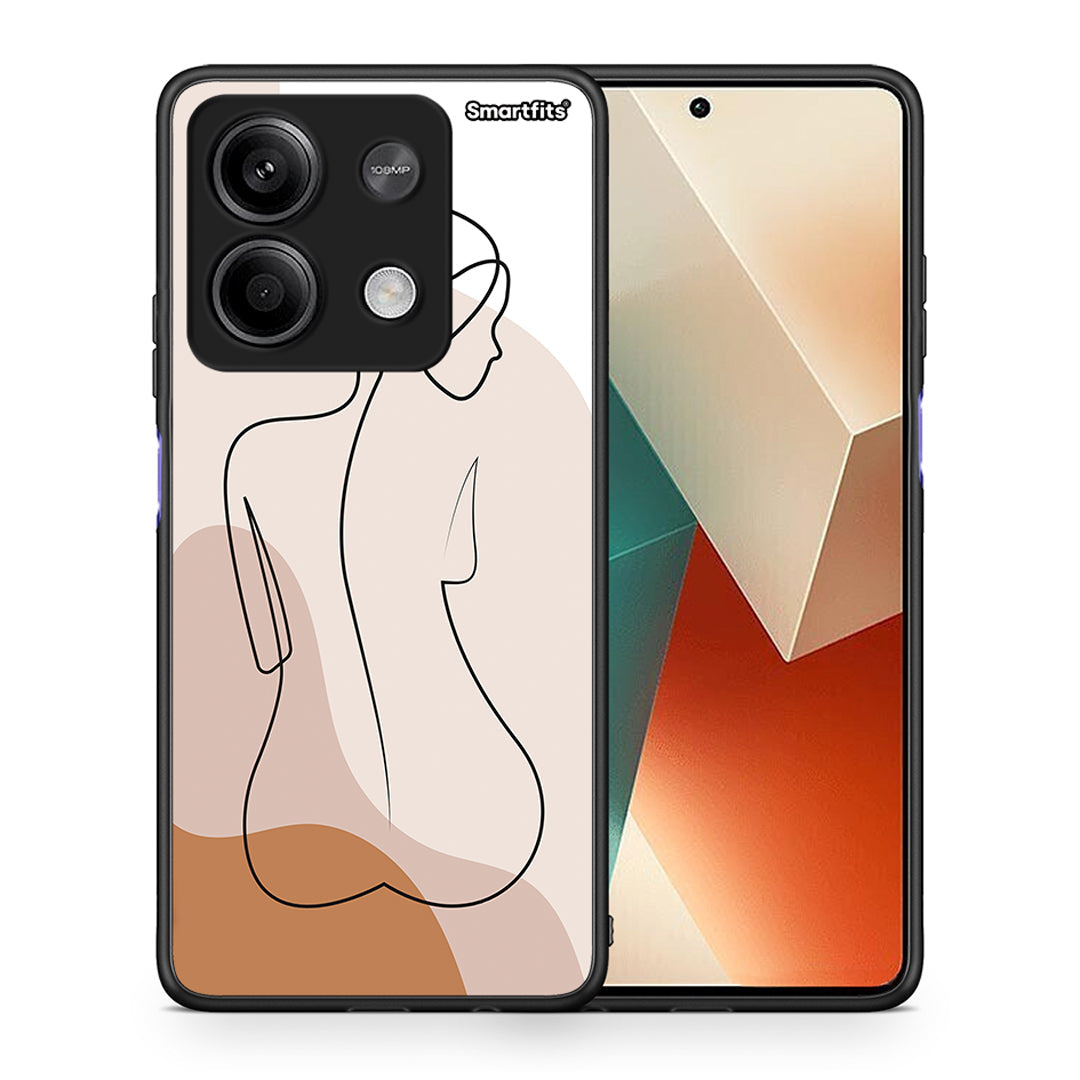 Θήκη Xiaomi Redmi Note 13 5G LineArt Woman από τη Smartfits με σχέδιο στο πίσω μέρος και μαύρο περίβλημα | Xiaomi Redmi Note 13 5G LineArt Woman case with colorful back and black bezels
