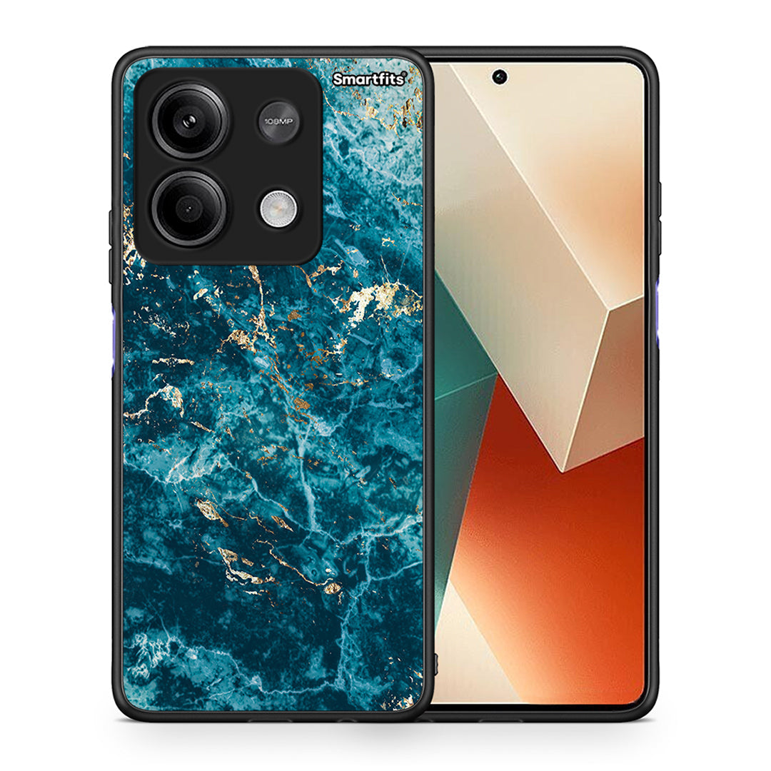 Θήκη Xiaomi Redmi Note 13 5G Marble Blue από τη Smartfits με σχέδιο στο πίσω μέρος και μαύρο περίβλημα | Xiaomi Redmi Note 13 5G Marble Blue case with colorful back and black bezels