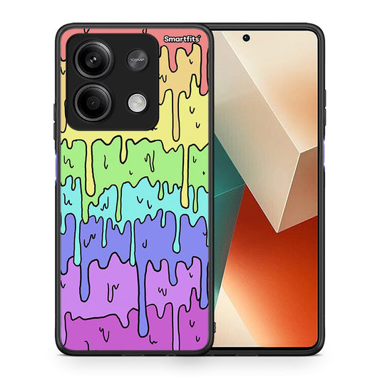 Θήκη Xiaomi Redmi Note 13 5G Melting Rainbow από τη Smartfits με σχέδιο στο πίσω μέρος και μαύρο περίβλημα | Xiaomi Redmi Note 13 5G Melting Rainbow case with colorful back and black bezels