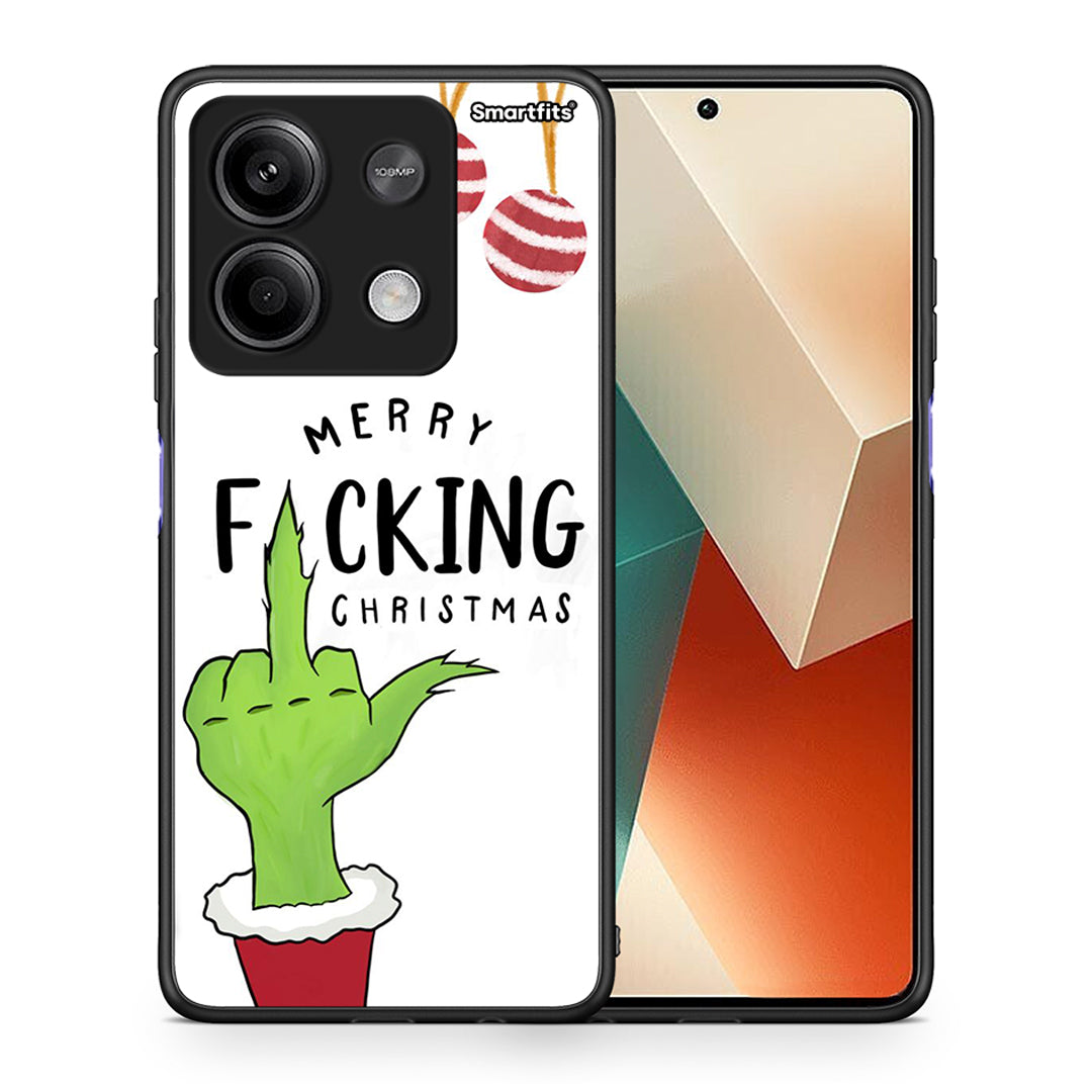 Θήκη Xiaomi Redmi Note 13 5G Merry F Xmas από τη Smartfits με σχέδιο στο πίσω μέρος και μαύρο περίβλημα | Xiaomi Redmi Note 13 5G Merry F Xmas case with colorful back and black bezels