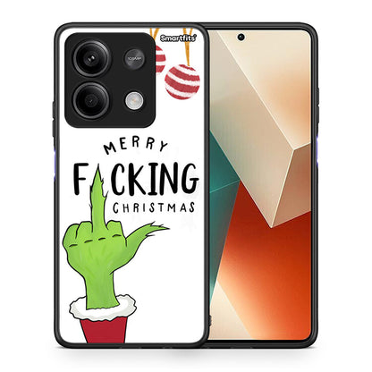 Θήκη Xiaomi Redmi Note 13 5G Merry F Xmas από τη Smartfits με σχέδιο στο πίσω μέρος και μαύρο περίβλημα | Xiaomi Redmi Note 13 5G Merry F Xmas case with colorful back and black bezels
