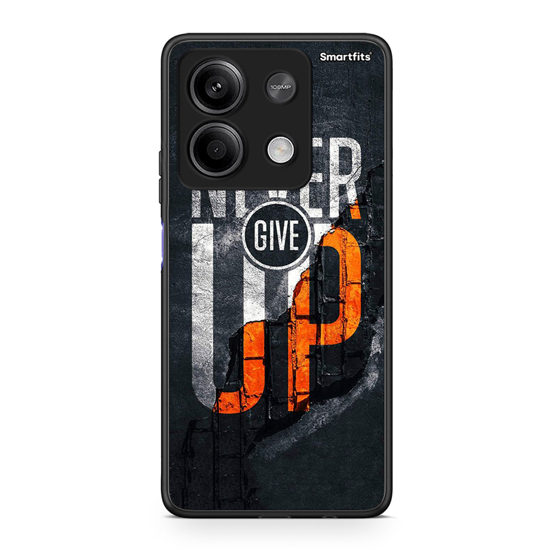 Xiaomi Redmi Note 13 5G Never Give Up Θήκη Αγίου Βαλεντίνου από τη Smartfits με σχέδιο στο πίσω μέρος και μαύρο περίβλημα | Smartphone case with colorful back and black bezels by Smartfits