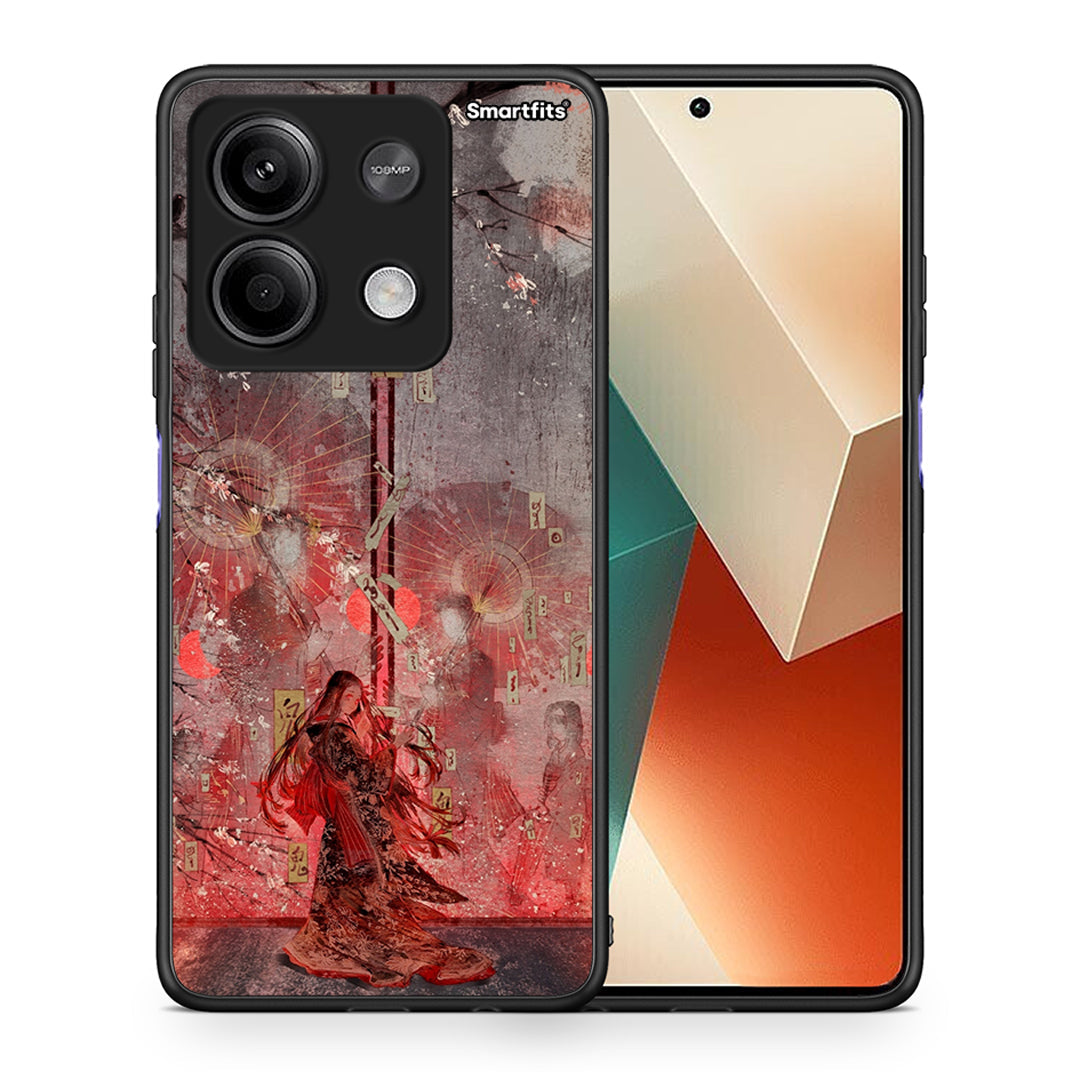 Θήκη Xiaomi Redmi Note 13 5G Nezuko Kamado από τη Smartfits με σχέδιο στο πίσω μέρος και μαύρο περίβλημα | Xiaomi Redmi Note 13 5G Nezuko Kamado case with colorful back and black bezels