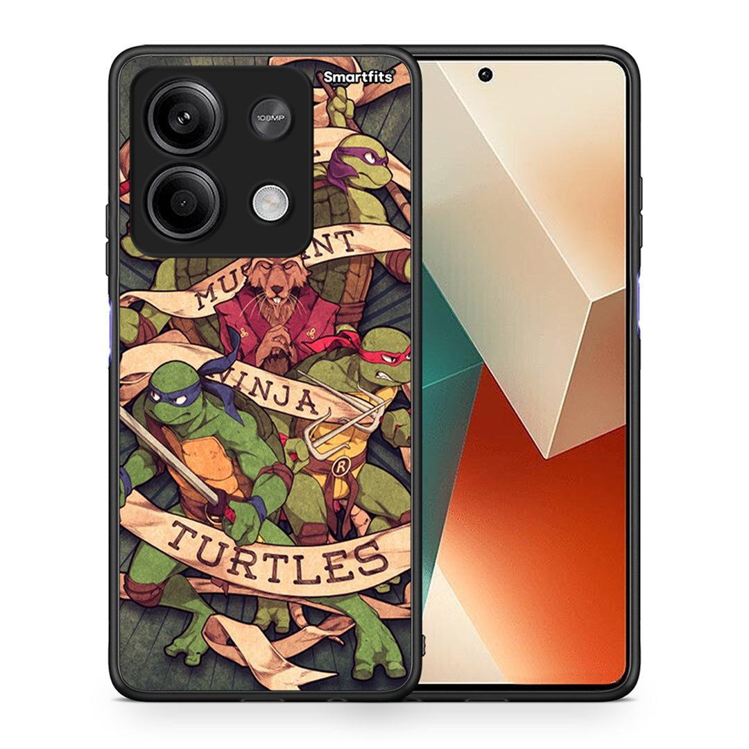Θήκη Xiaomi Redmi Note 13 5G Ninja Turtles από τη Smartfits με σχέδιο στο πίσω μέρος και μαύρο περίβλημα | Xiaomi Redmi Note 13 5G Ninja Turtles case with colorful back and black bezels