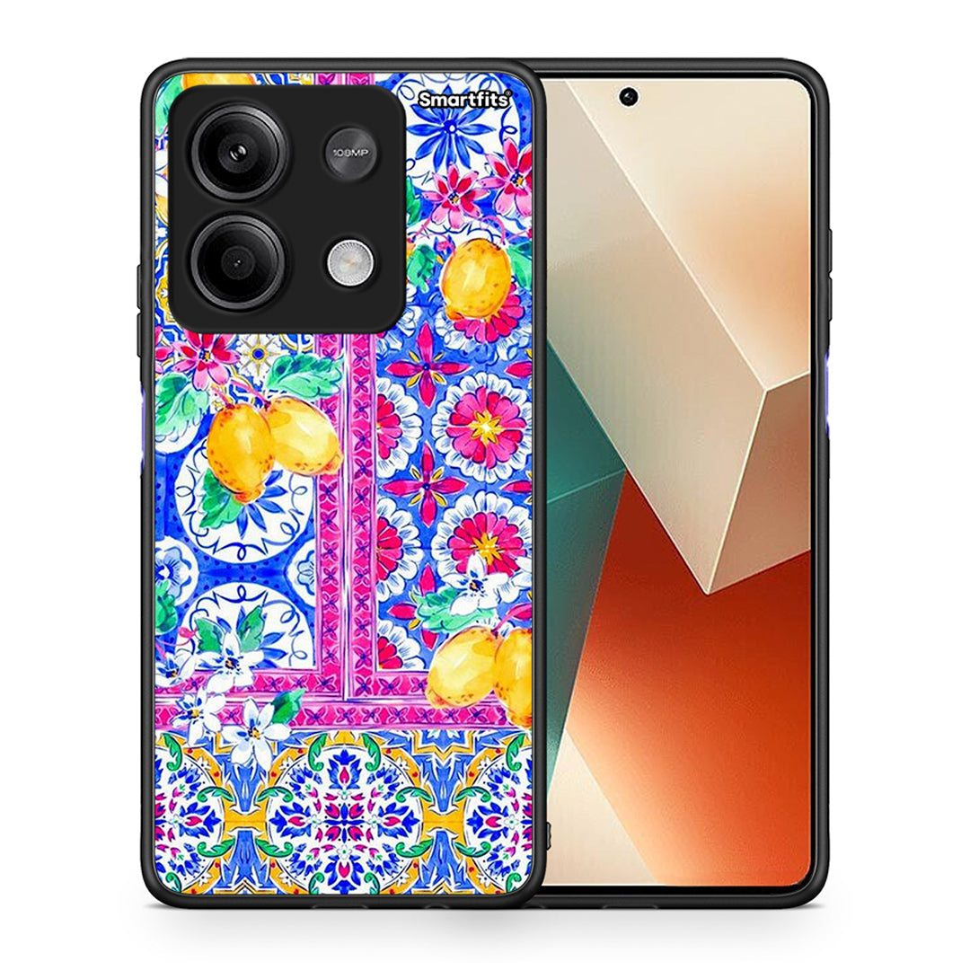 Θήκη Xiaomi Redmi Note 13 5G Retro Spring από τη Smartfits με σχέδιο στο πίσω μέρος και μαύρο περίβλημα | Xiaomi Redmi Note 13 5G Retro Spring case with colorful back and black bezels