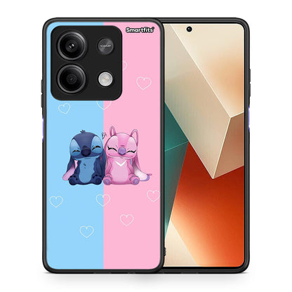 Θήκη Xiaomi Redmi Note 13 5G Stitch And Angel από τη Smartfits με σχέδιο στο πίσω μέρος και μαύρο περίβλημα | Xiaomi Redmi Note 13 5G Stitch And Angel case with colorful back and black bezels